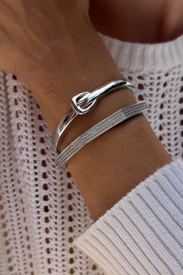 HIPSTER BELT BUCKLE BANGLE- SILVER PLATED